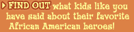 Find out what kids like you have said about their favorite African American heroes!