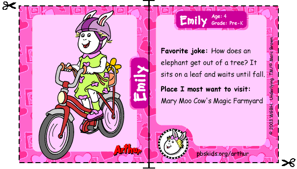 Emily's trading card