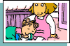 E-card featuring Baby Kate napping in D.W.'s lap.