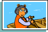 E-card featuring Grandma Thora and D.W. in a rowboat.