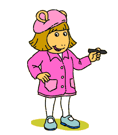 Picture of D.W. with a crayon.