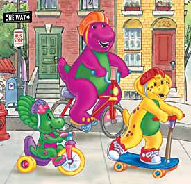 Barney and friends riding bikes