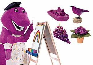 Barney paints with purple