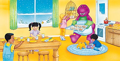 Barney and kids make cookies