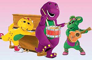 Barney, BJ and Baby Bop make music