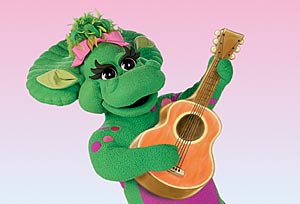 Baby Bop plays the guitar