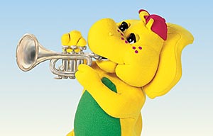 BJ plays the trumpet