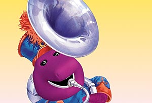 Barney plays the tuba