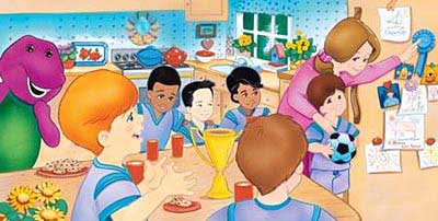 Child gets "good job" hug