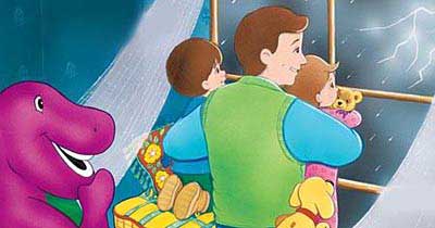 Father hugs kids so they won't be afraid