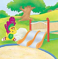 Barney and BJ at the slide
