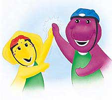 Barney and BJ giving high fives