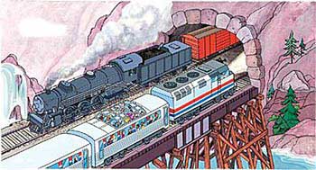 trains going in a tunnel