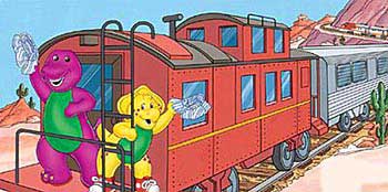 Barney and BJ on the caboose