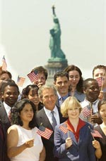 President Bush welcomes newly naturalized U.S. citizens