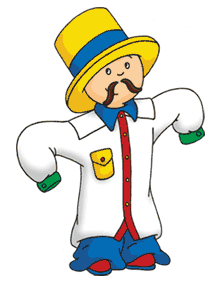 Caillou trying on clothes