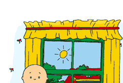 Caillou in front of the window
