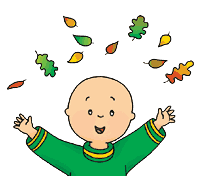 Caillou throwing leaves