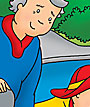 Caillou and Grandpa playing near the pond