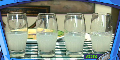 Four glasses of lemonade