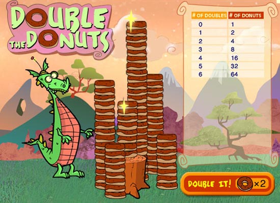 64 donuts.  Click the 'Double It' button to continue.