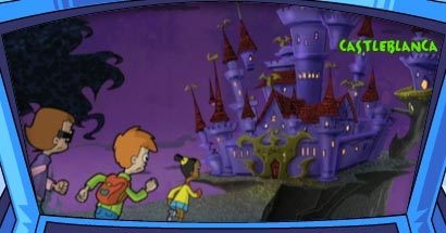 Kids running to a castle