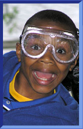 Khalil wearing goggles.