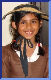 Nina wearing a colonial costume.