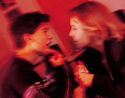Mother and son fighting