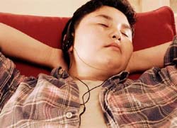 Boy listening to music