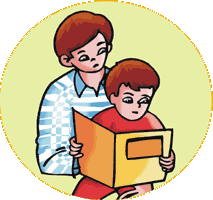 Adult reading to child