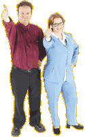 Man and woman with thumbs up
