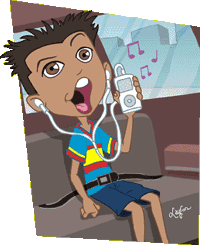 Brad singing in the back seat of the car