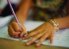 Girl taking test