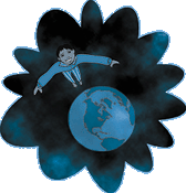 Kid flying over world
