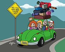 Family going on a trip in a car