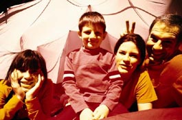 Family in a tent