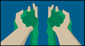 Hands holding kelp