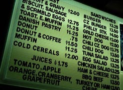 Diner menu