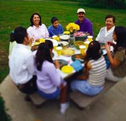 Family eating at table