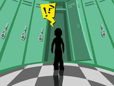 Kid in front of locker