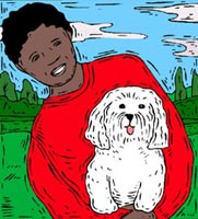 Boy holding dog