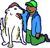 Man petting dog