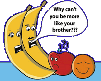 Apple, orange and bananas
