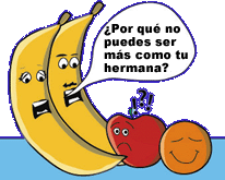 Apple, orange and bananas