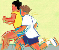 Boys running