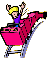Boy riding a roller coaster