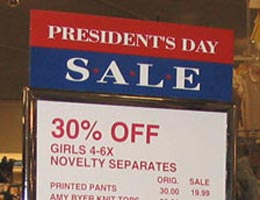 President's Day Sale sign