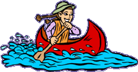 Girl paddling in canoe