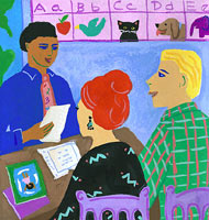Parents talk to teacher